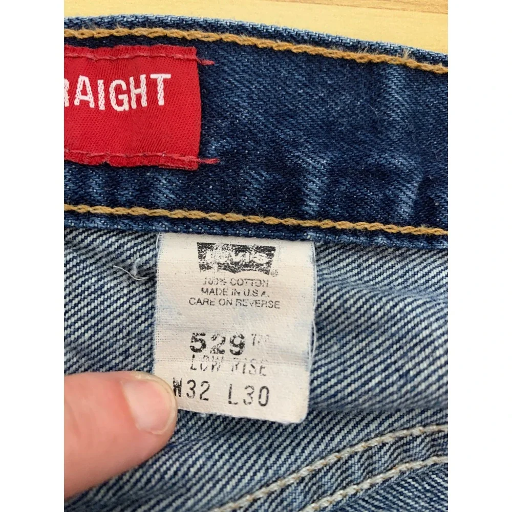 Vintage Levis 529 Jeans Mens 32x30 Blue Low Rise Straight 90s Fade Made USA